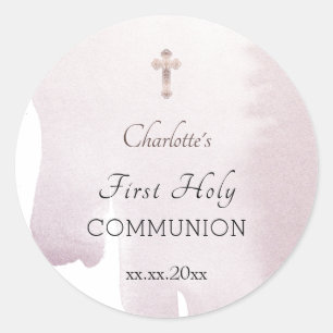 Sticker Rond aquarelle Première sainte communion