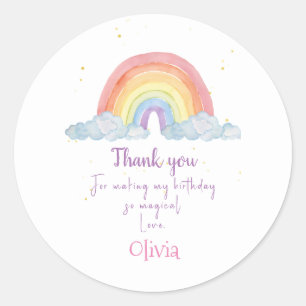 Sticker Rond Aquarelle Rainbow Party Merci