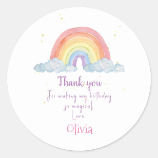 Sticker Rond Aquarelle Rainbow Party Merci