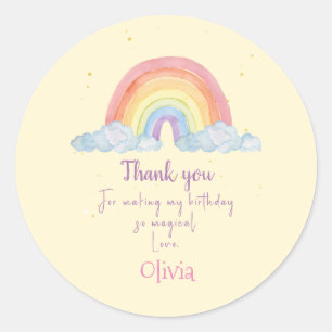Sticker Rond Aquarelle Rainbow Party Merci