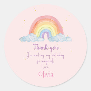 Sticker Rond Aquarelle Rainbow Party Merci