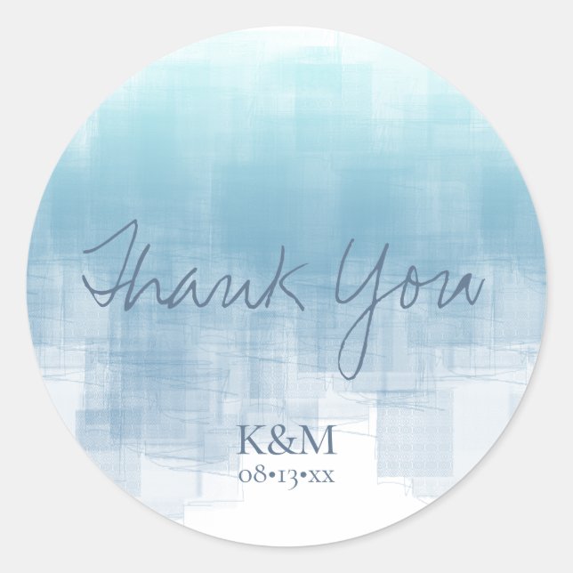 Sticker Rond Aquarelle Réflexions Merci Dusty Blue ID774 (Devant)