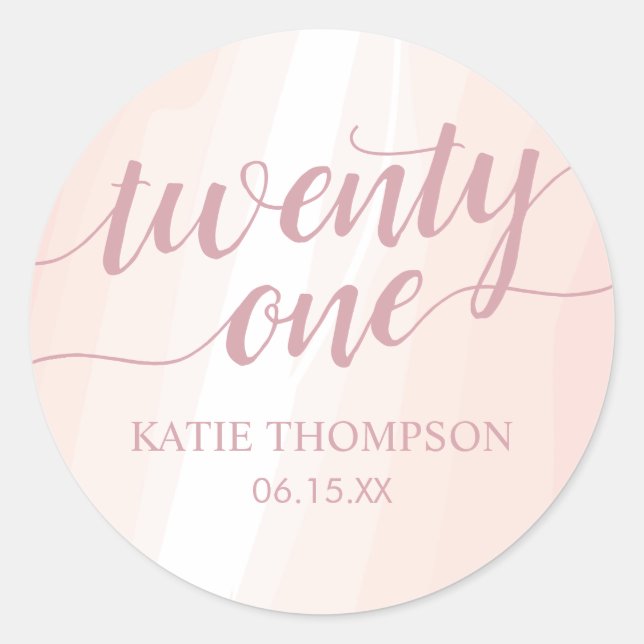 Sticker Rond Aquarelle rose (Devant)