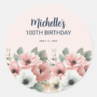 Aquarelle rose blanc Floral 100e anniversaire