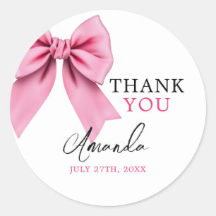 Sticker Rond Aquarelle Rose Bow Chic Sweet 16 Anniversaire