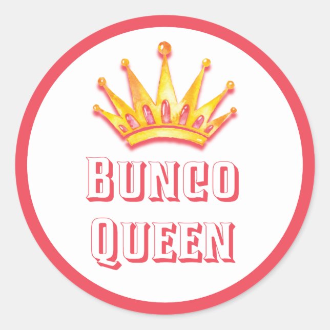 Sticker Rond Aquarelle rose Bunco Queen Crown (Devant)