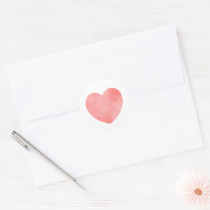 Sticker Rond Aquarelle rose coeur, design romantique doux