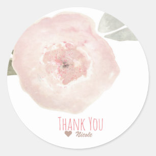 Sticker Rond Aquarelle rose Fleur Anniversaire Fête Favoriser