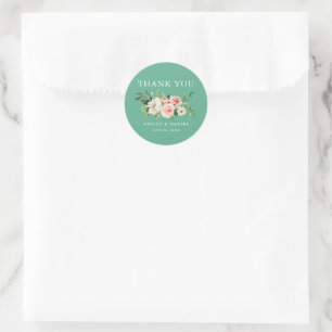 Sticker Rond Aquarelle rose Floral Neo Mint Mariage