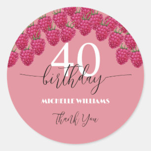Sticker Rond Aquarelle rose framboise Art Calligraphie Annivers