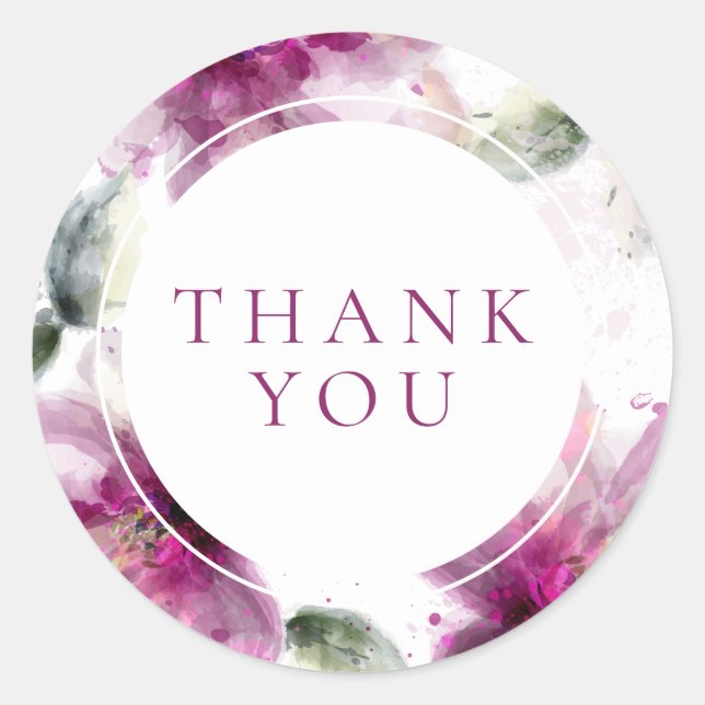 Sticker Rond Aquarelle rose Lily Merci Floral (Devant)