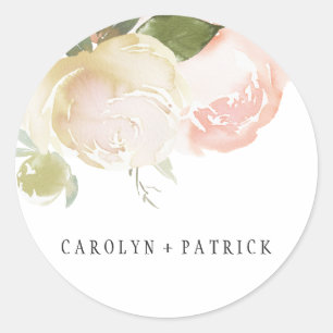 Sticker Rond Aquarelle rose pâle