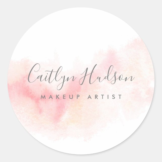 Sticker Rond Aquarelle rose pâle Feminine (Devant)