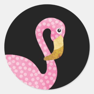Sticker Rond Aquarelle rose Polka Flamant rose