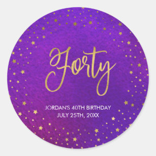Sticker Rond Aquarelle rouge étoilée 40e anniversaire