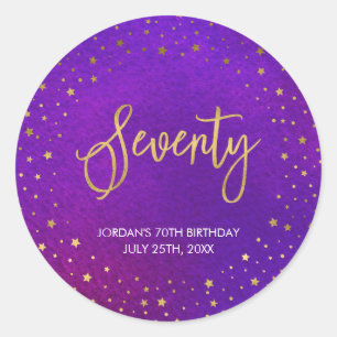 Sticker Rond Aquarelle rouge étoilée 70e anniversaire