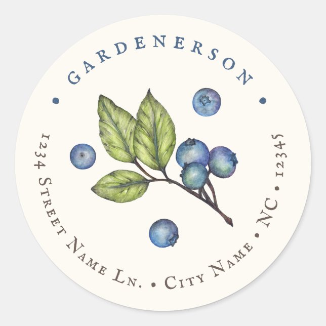 Sticker Rond Aquarelle rustique Crème bleuet personnalisée (Devant)