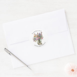 Sticker Rond Aquarelle rustique Floral 70e anniversaire