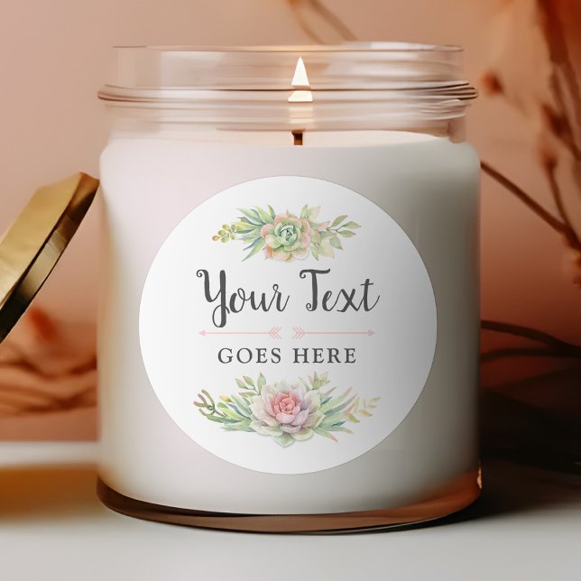 Sticker Rond Aquarelle rustique Succulent Désert Cactus Boho (Créateur téléchargé)