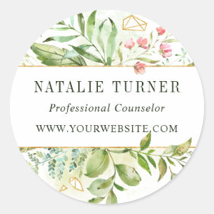 Sticker Rond Aquarelle Sauvage Floral Vert Folithe