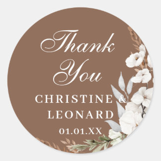 Sticker Rond Aquarelle simple Elegant Mariage Boho Merci