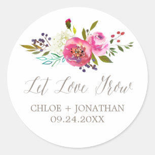 Sticker Rond Aquarelle simple Laisser l'amour grandir mariage F