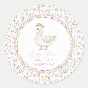 Sticker Rond Aquarelle Soie fête d'anniversaire d'oie