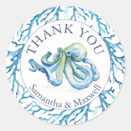 Sticker Rond Aquarelle sous la mer