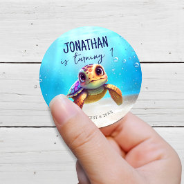 Sticker Rond Aquarelle sous la mer Anniversaire Faveurs