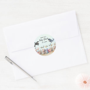 Sticker Rond Aquarelle sous le Baby shower neutre