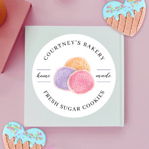 Sticker Rond Aquarelle Sucre Cookies de confiserie