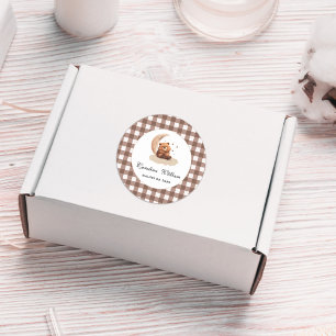 Sticker Rond Aquarelle Teddy ours baby shower neutre