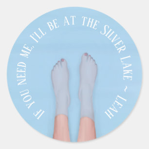 Sticker Rond Aquarelle tendance fille mignonne pieds Whimsical