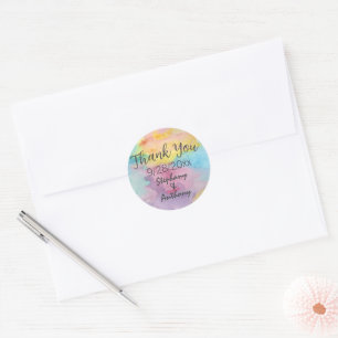 Sticker Rond Aquarelle Tie Tee Look Merci Mariage