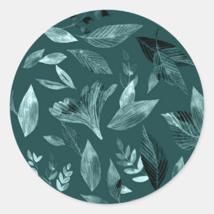 Sticker Rond Aquarelle tombée feuilles 10