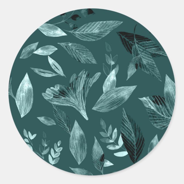 Sticker Rond Aquarelle tombée feuilles 10 (Devant)