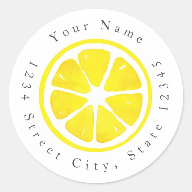 Sticker Rond Aquarelle tranche citron (Devant)