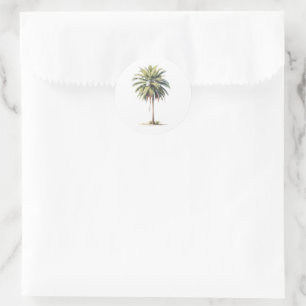Sticker Rond Aquarelle tropicale de palmier