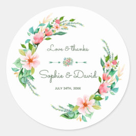 Sticker Rond Aquarelle tropicale exotique Luau Mariage floral