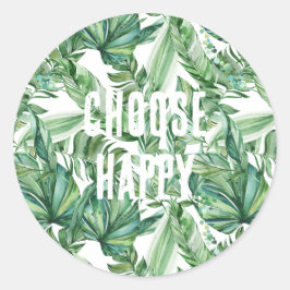 Sticker Rond Aquarelle tropicale Feuille verte