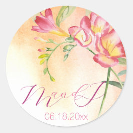 Sticker Rond Aquarelle tropicale Freesia