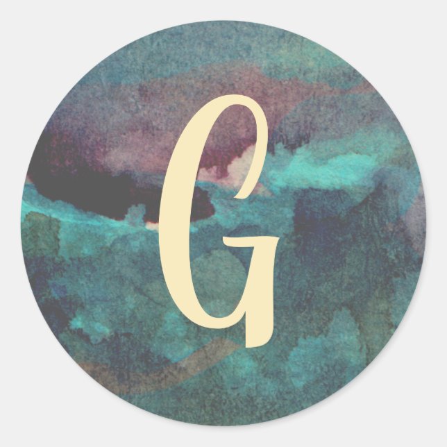 Sticker Rond Aquarelle turquoise et marron (Devant)
