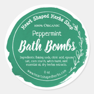 Sticker Rond Aquarelle vert foncé Bombe à menthe poivrée