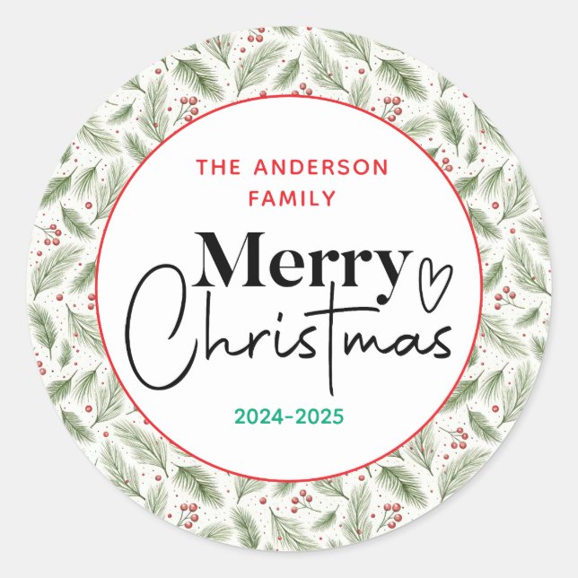 Sticker Rond : Aquarelle Vert Grass - Fête de Noël (Devant)