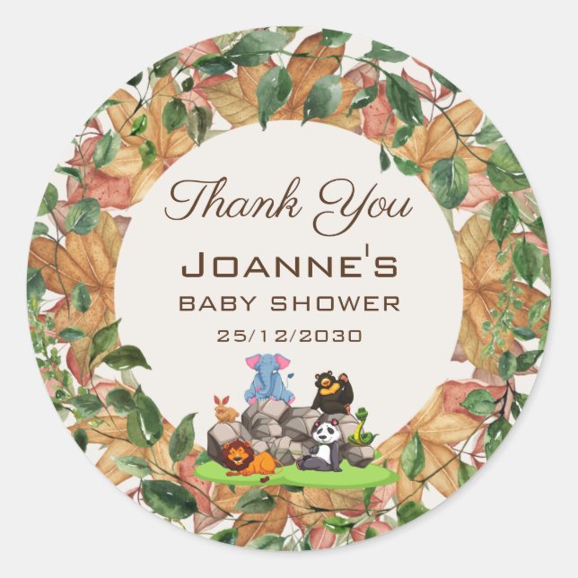 Sticker Rond Aquarelle verte Baby shower neutre pour les femmes (Devant)