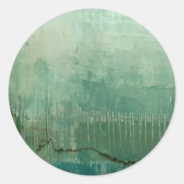 Sticker Rond Aquarelle verte contemporaine (Devant)