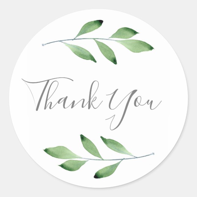 Sticker Rond Aquarelle verte Feuilles 3 (Devant)