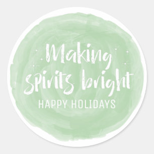 Sticker Rond Aquarelle verte rendant les esprits des vacances l