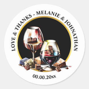 Sticker Rond Aquarelle vin dégustation jumelage pays chocolat