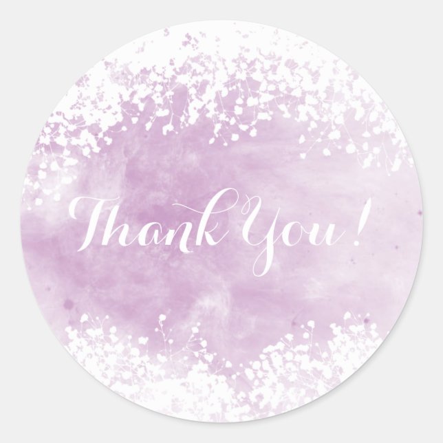 Sticker Rond Aquarelle violette Merci du souffle du bébé (Devant)